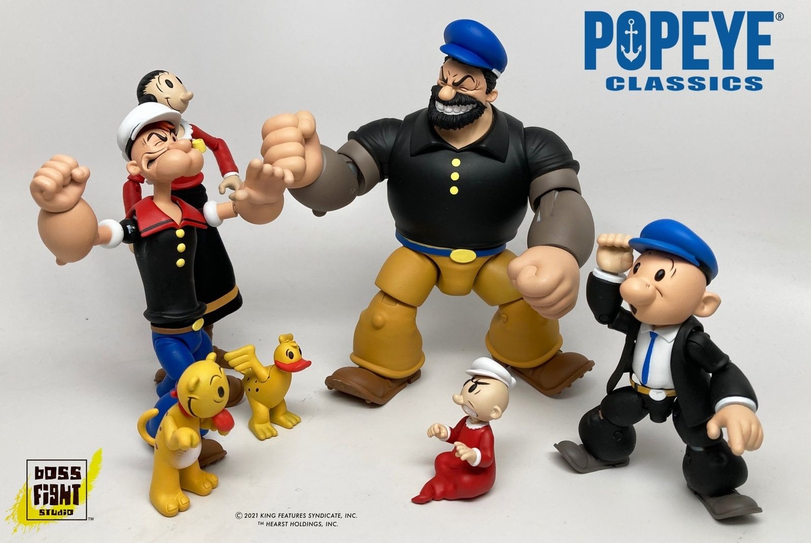 The Popeye gang, from Boss Fight Studio's Popeye Classics toyline.