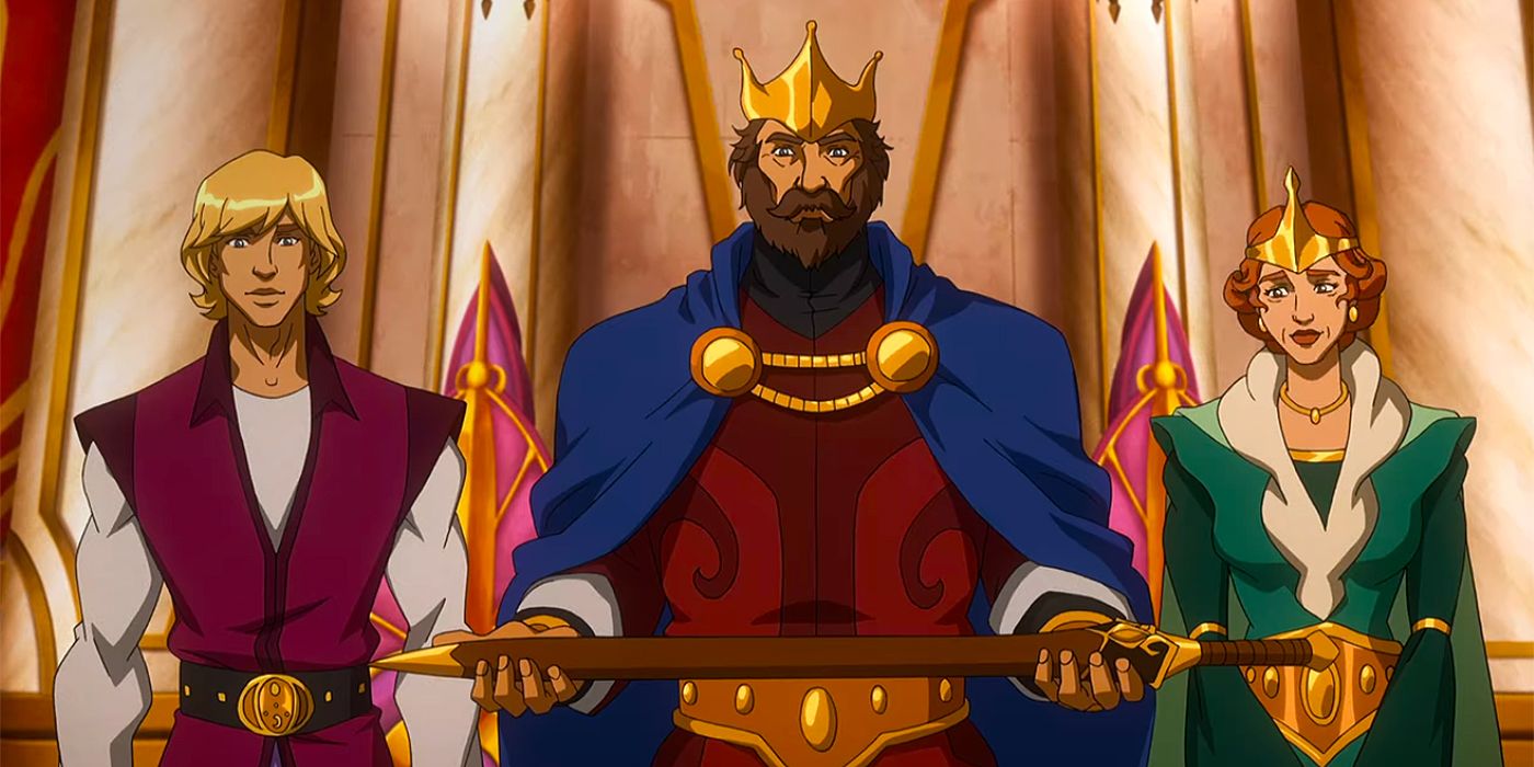 Adam, King Randor and Queen Marlena in Masters of the Universe: Revelation