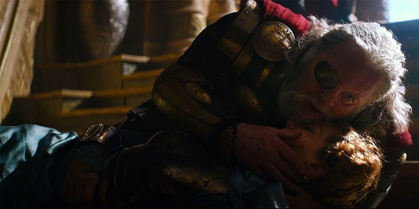 Anthony Hopkins as Odin and Rene Russo as Frigga in Thor: The Dark World