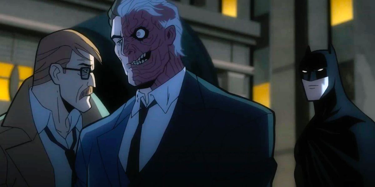 Gordon, Two-Face and Batman in Batman: The Long Halloween Part 2
