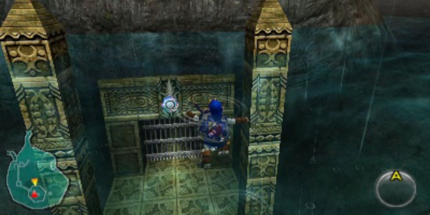 Link nada pelo Templo da Água.