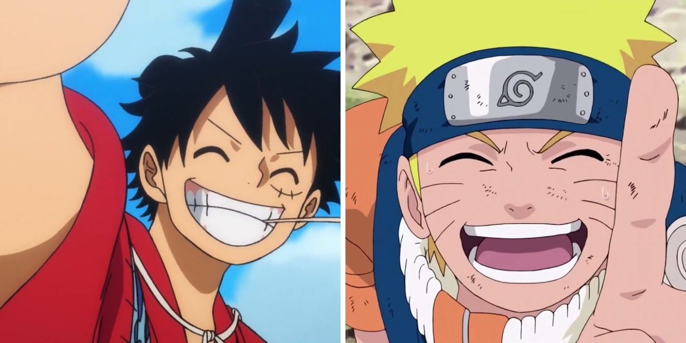 One Piece Luffy and Naruto smiling