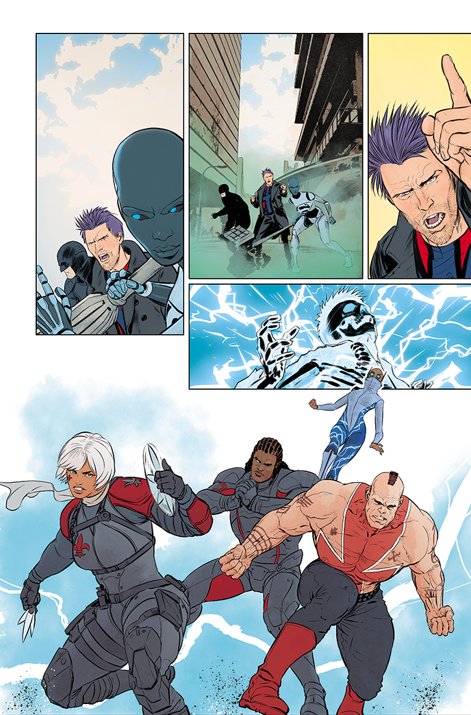 Image 6 of unlettered Superman and the Authority #3 preview, by Grant Morrison and Mikel Janin.