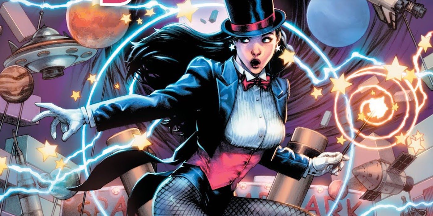 DC Comics Zatanna With Magic And Space Themed Items Swirling Around Her