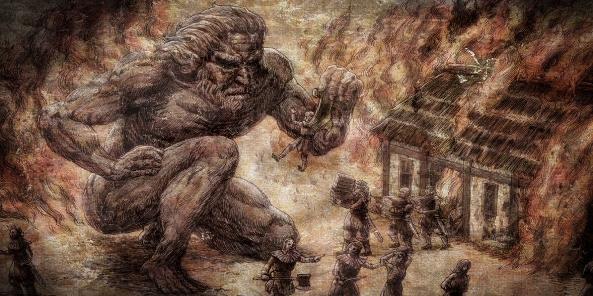 A titan attacking people