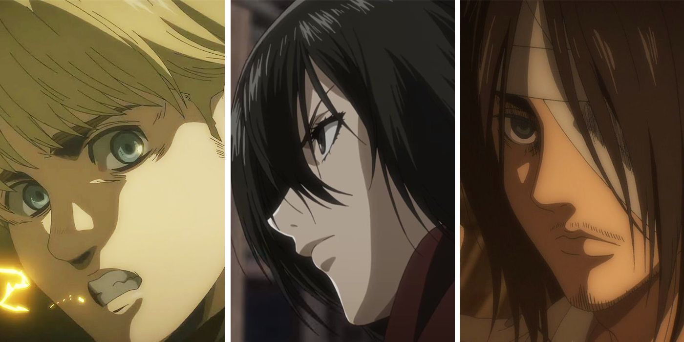 Armin, Eren, and Mikasa from Attack on Titan