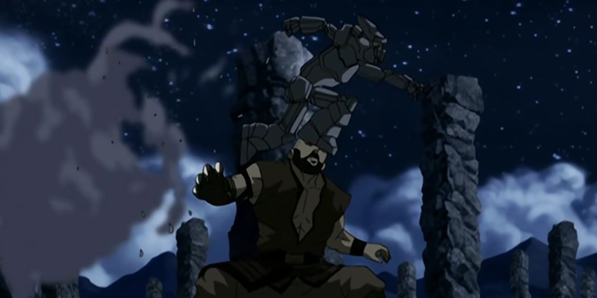 Aang jumps on Combustion Man's head - ATLA