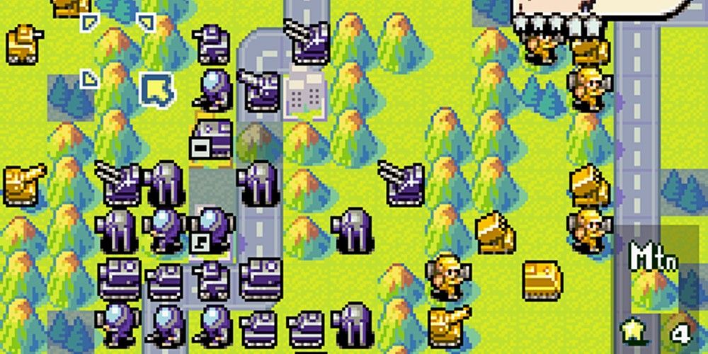 A battle in Advance Wars where the player is outnumbered