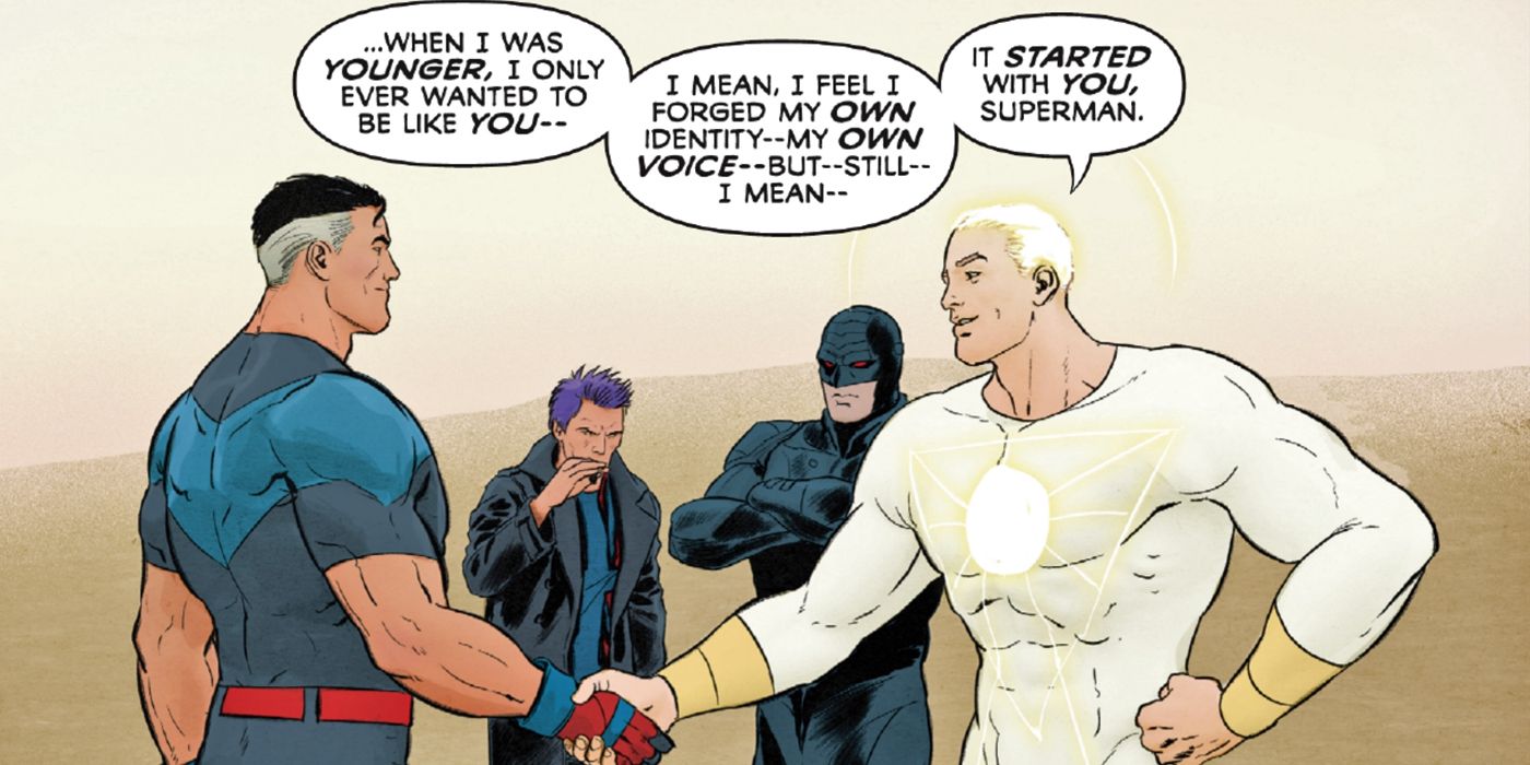 Apollo and Midnighter meeting Superman from DC Comics