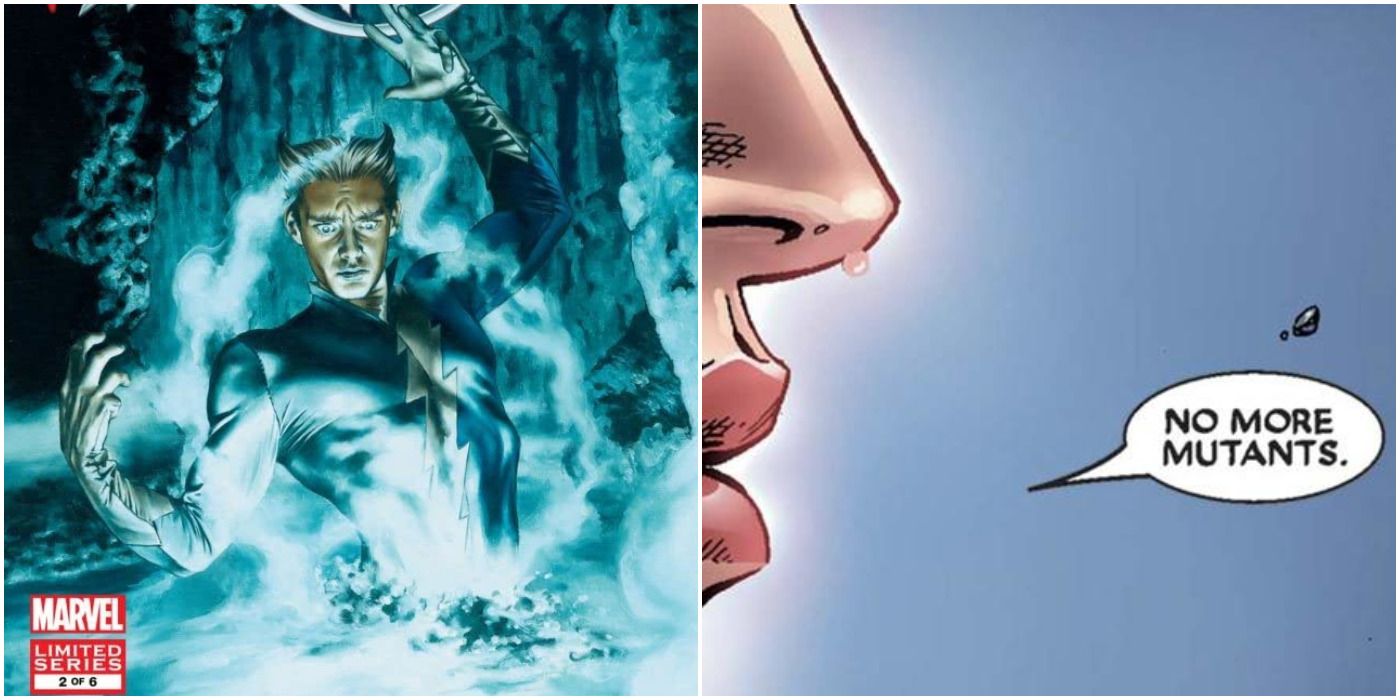 Quicksilver drowning in Terrigen and Scarlet Witch de-powering mutants