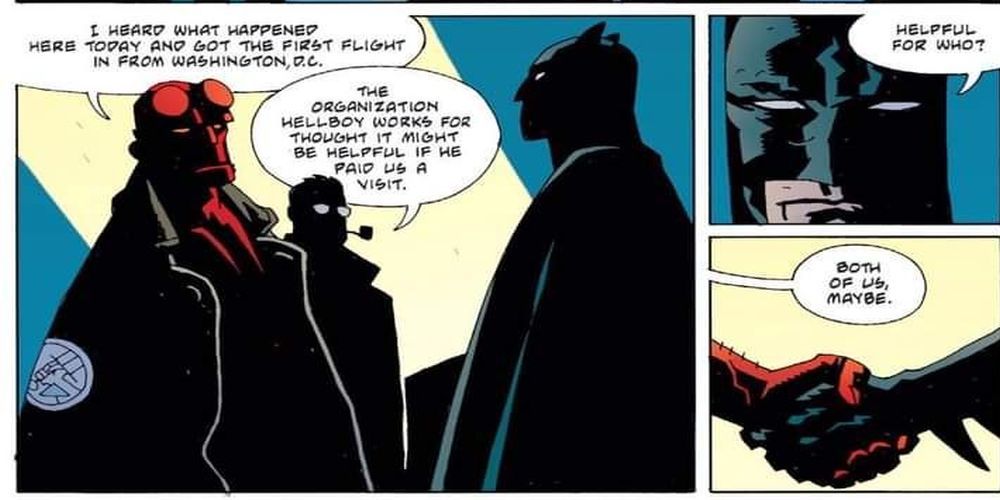 Batman and Hellboy talking