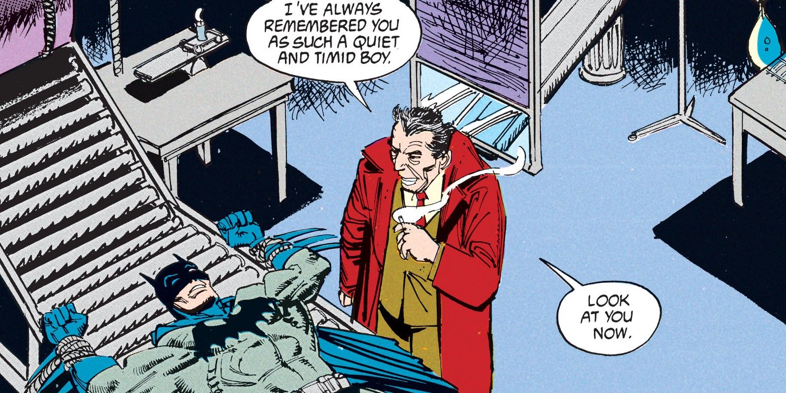 Mister Whisper standing over Batman in 1990's Legends of the Dark Knight #9
