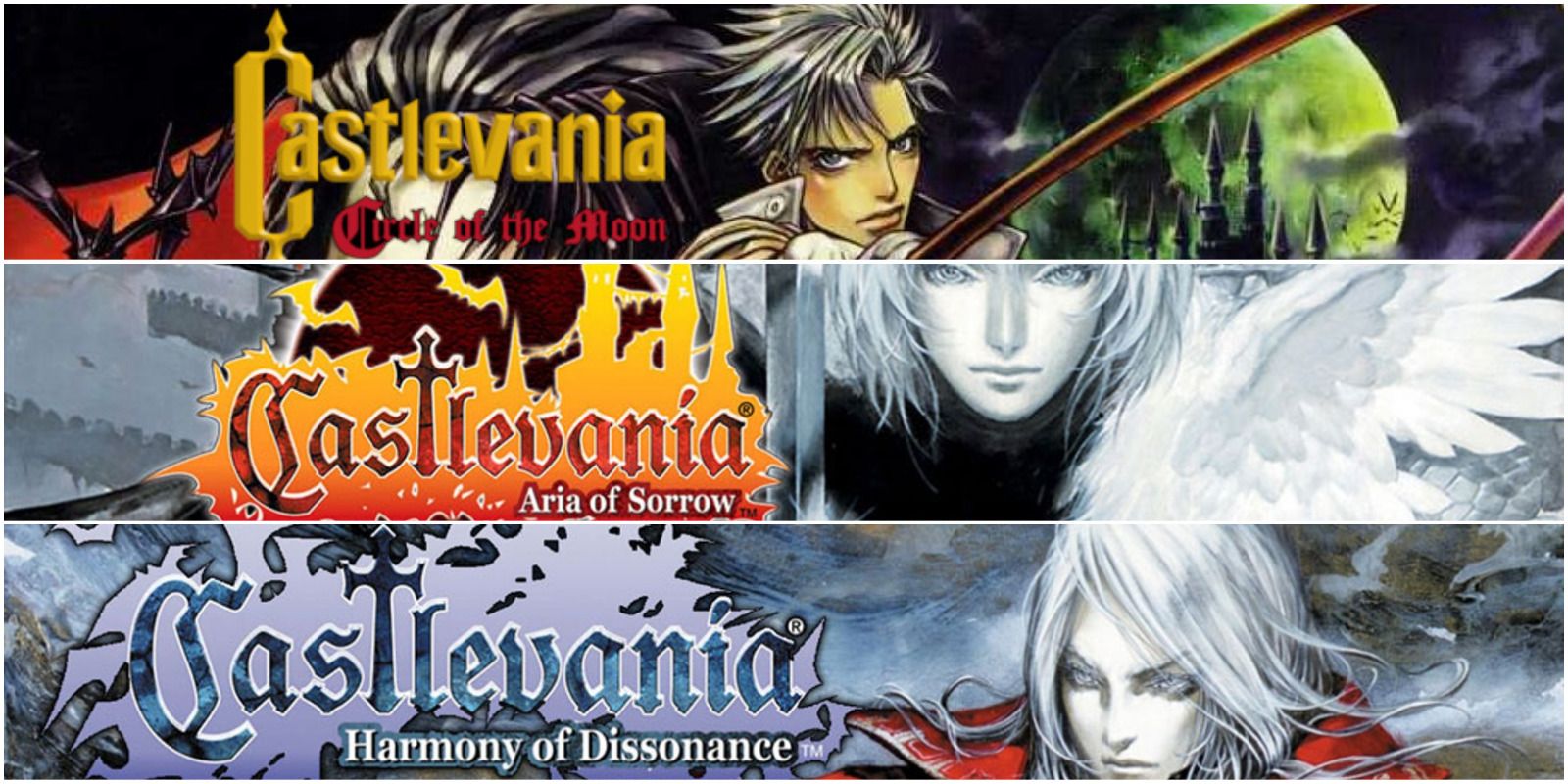Castlevania Gameboy Advance Titles, Aria of Sorrow, Circle of the Moon, Harmony of Dissonance