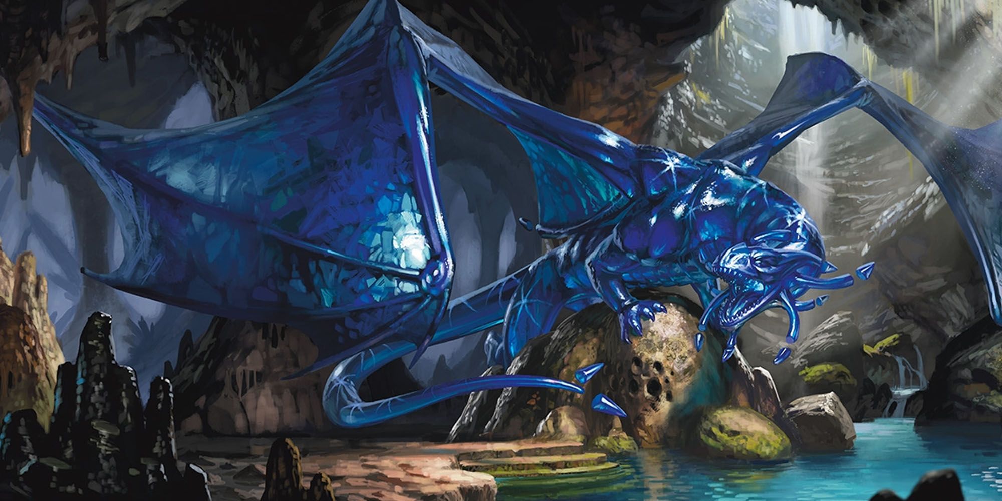 Dungeons & Dragons Sapphire Gem Dragon in a sunlit cavern