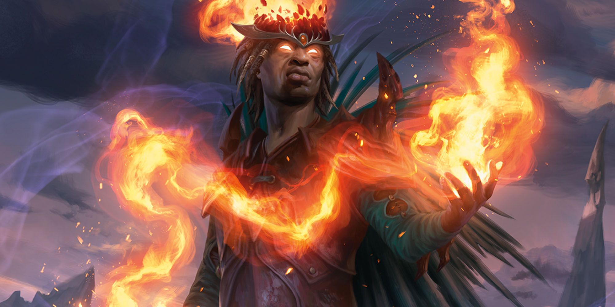 A multiclassed sorcerer warlock conjuring fire magic