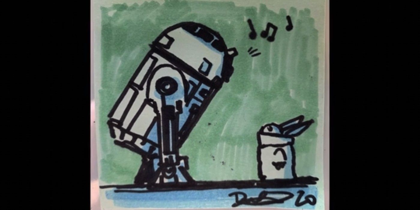 Dave Filoni Sketch of R2 and Grogu