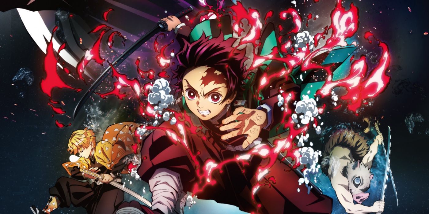 Tanjiro Kamado, the hero of Demon Slayer, on the poster for the movie Mugen Train