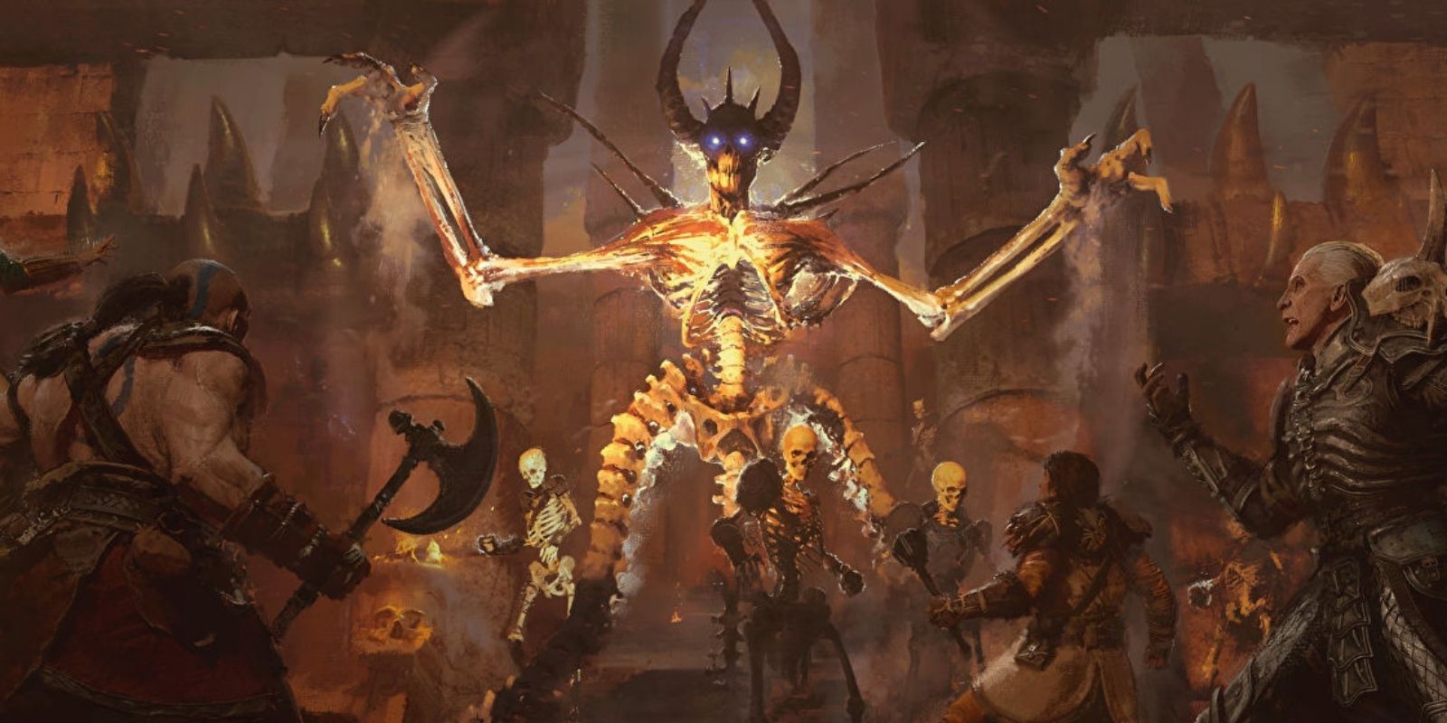 A skeleton demon commanding a horde of demons in Diablo 2: Resurrected