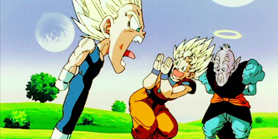 Anime Dragon Ball Z Vegeta Yells At Goku Old Kai Bribe