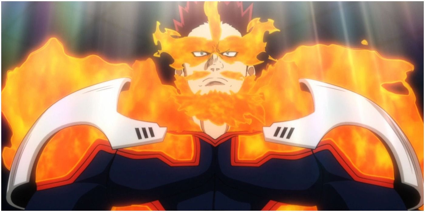 Pro Hero Endeavor frowns at his competition in My Hero Academia