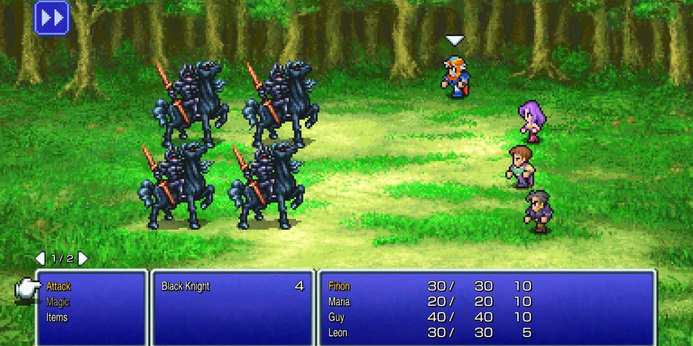 The fight against the Black Knights from Final Fantasy II Pixel Remaster
