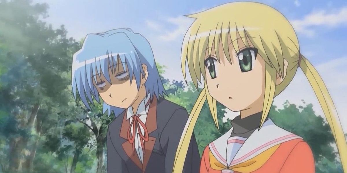 Hayate and Nagi are stuck together in Hayate the Combat Butler