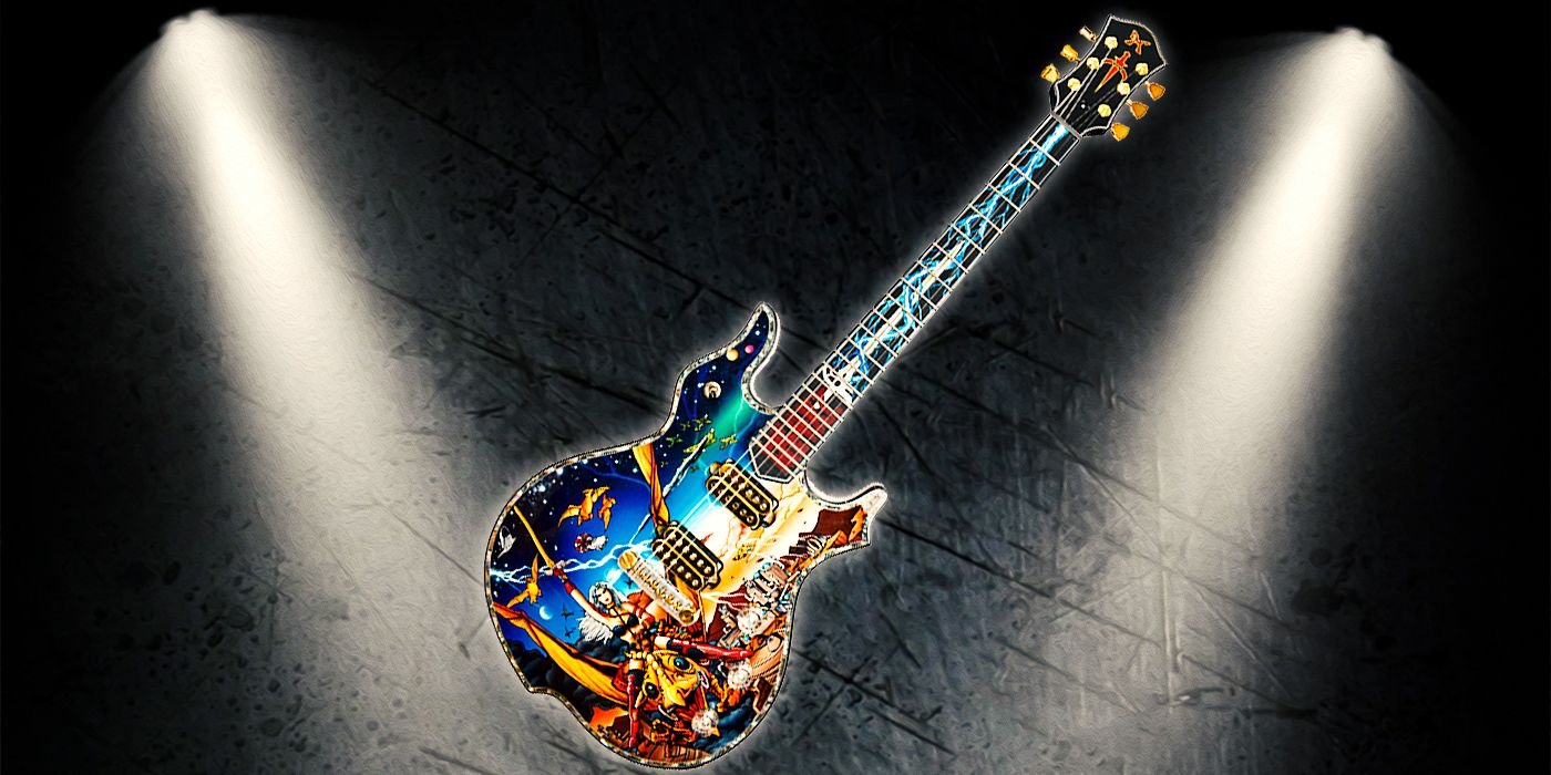 hellish heavy metal rock electric guitar at scull cave entrance neural  network generated art Stock Illustration  Adobe Stock