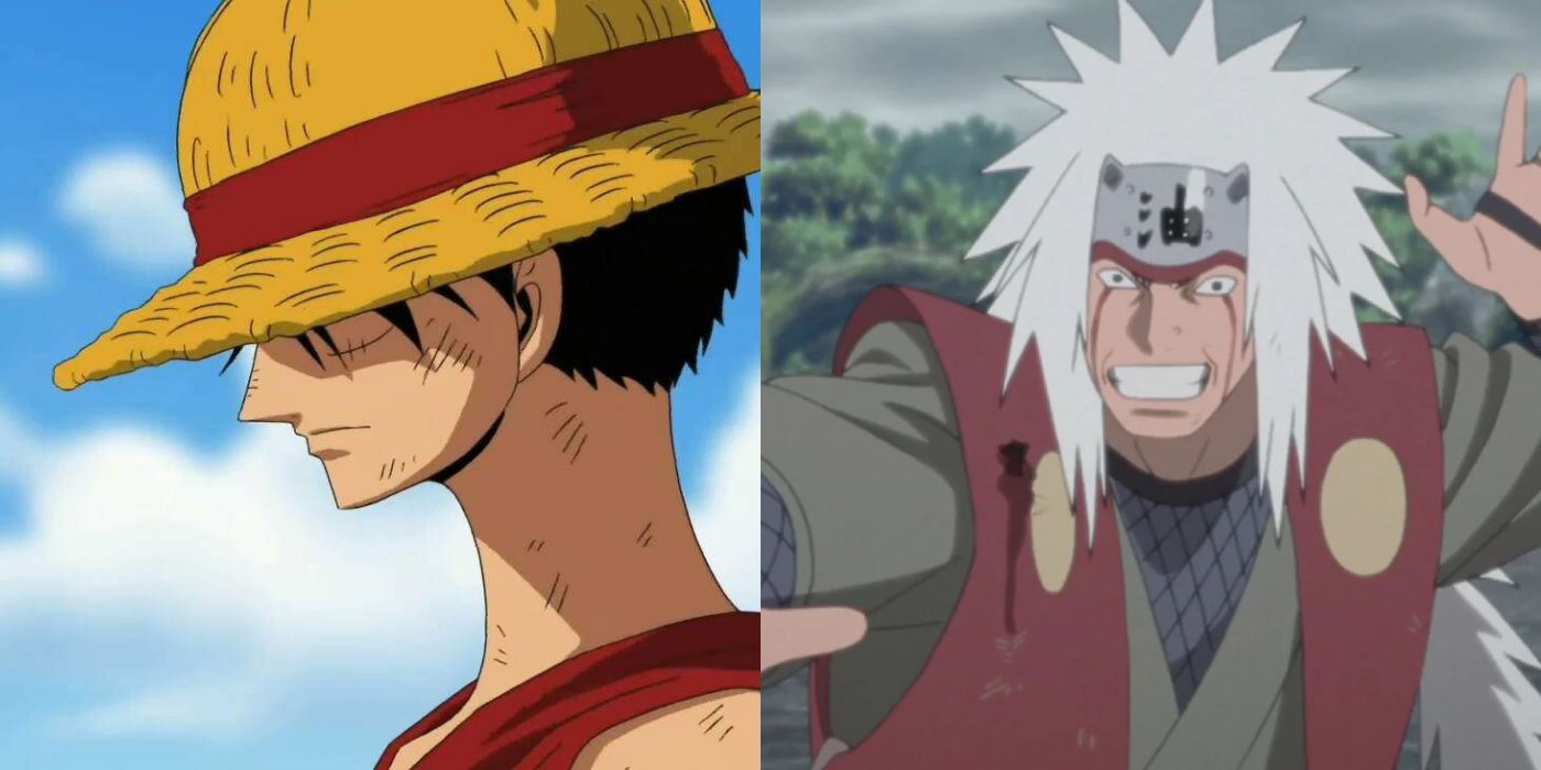 One Piece Luffy and Jiraiya posing from Naruto