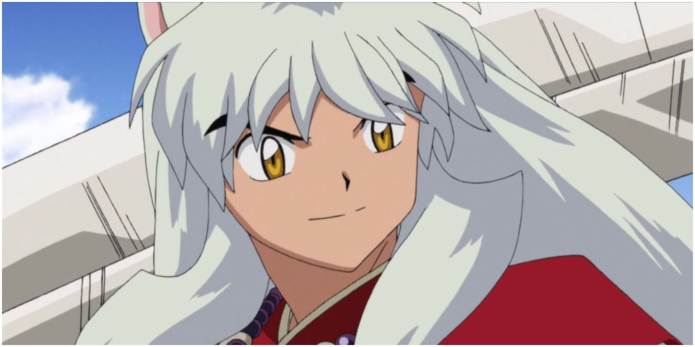 Inuyasha looks proud with sword resting on his shoulder