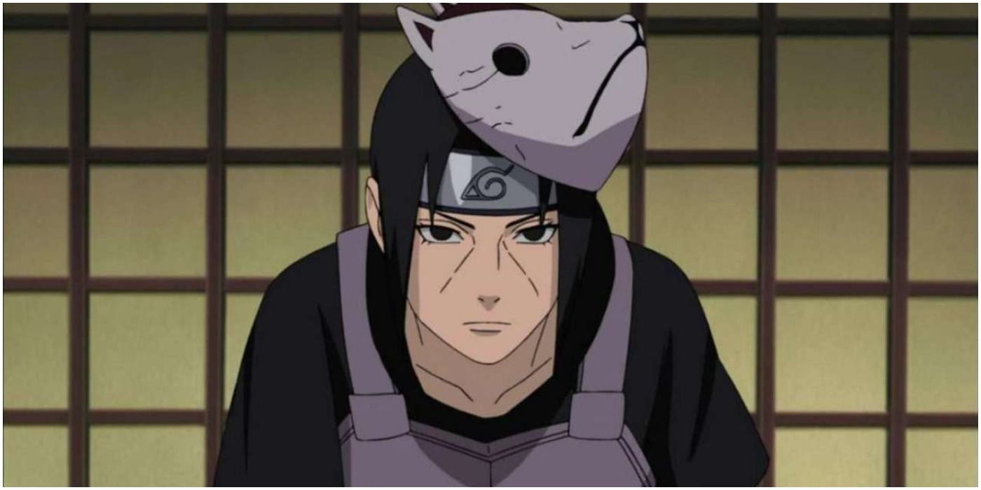 Itachi wears anbu uniform and mask in Naruto