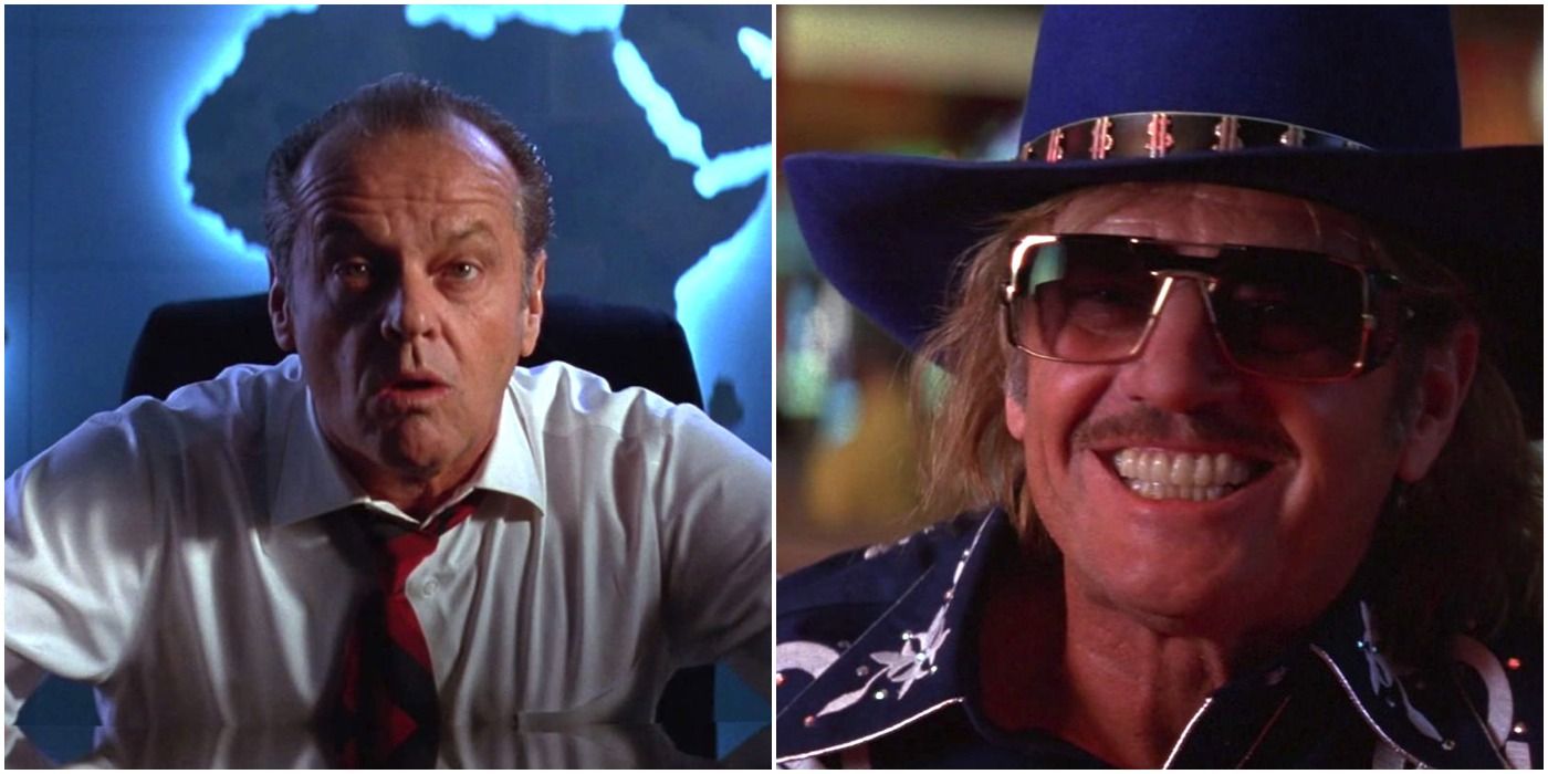 Jack Nicholson dual roles as president and art land in Mars Attacks