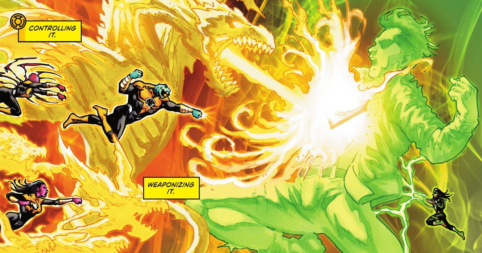 Teen Lantern goes to war with the yellow lanterns