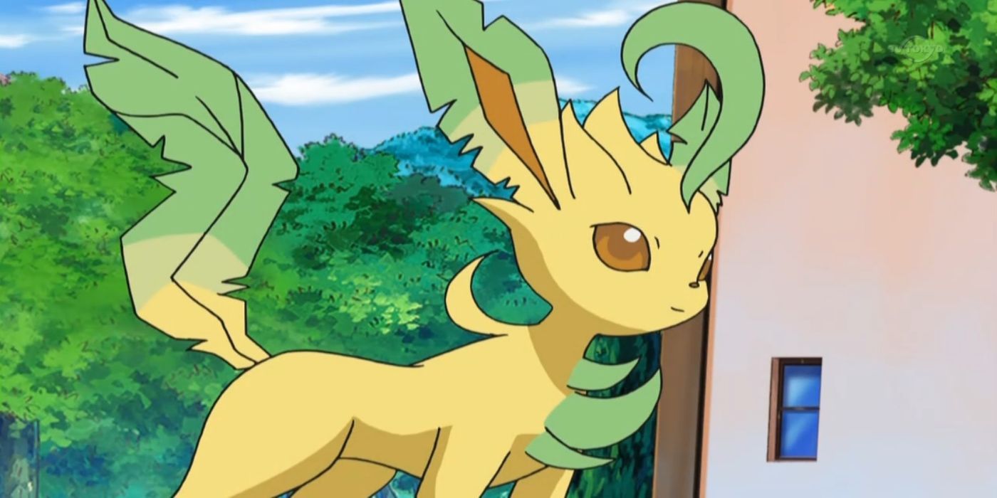 Leafeon standing in the Pokémon anime.