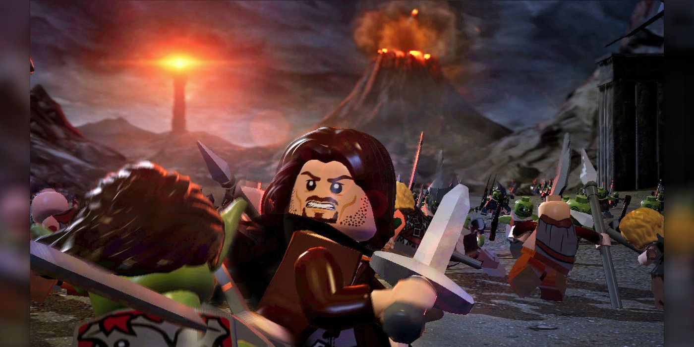 A screenshot from the PC version of LEGO Lord of the Rings.