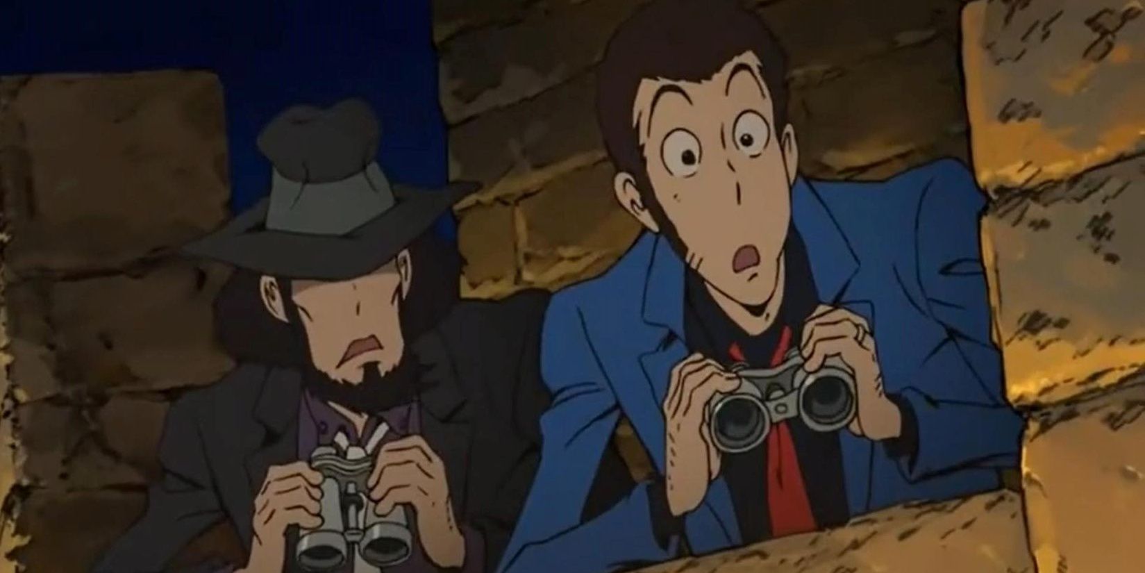Lupin watches with binoculars in Lupin the Third Part IV