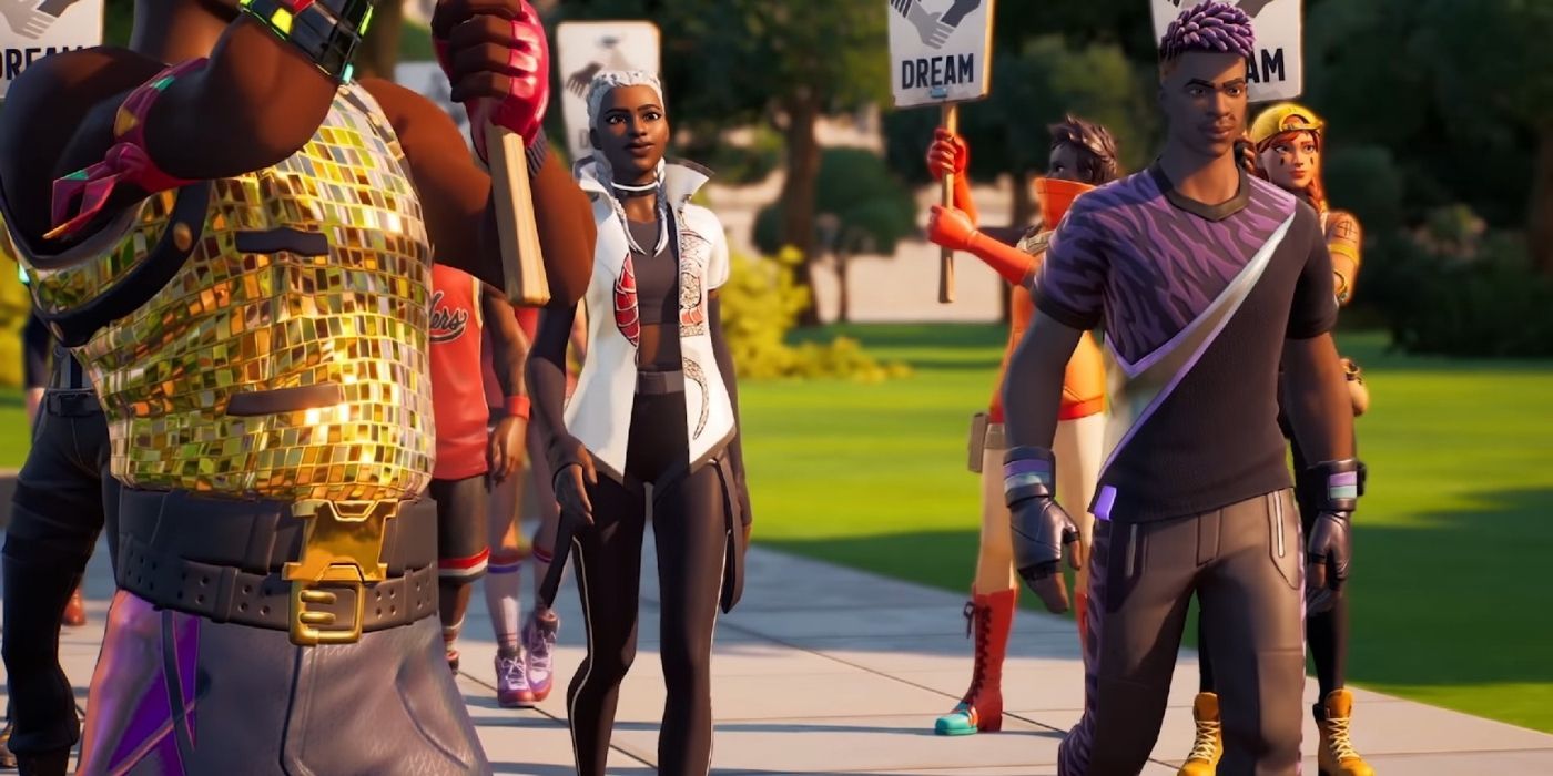Fortnite players attending the Walk Through Time Martin Luther King, Jr. Experience in Fortnite