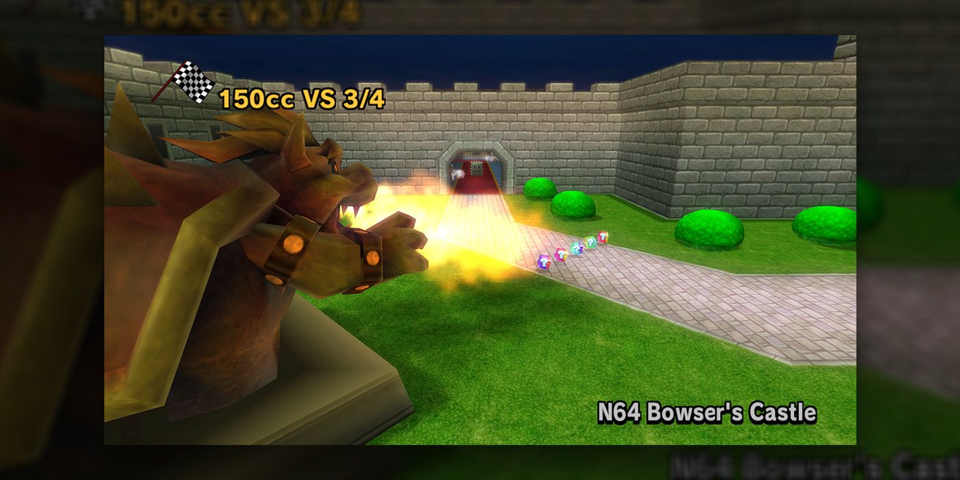 The Wii version of Bowser's Castle 64 from Mario Kart