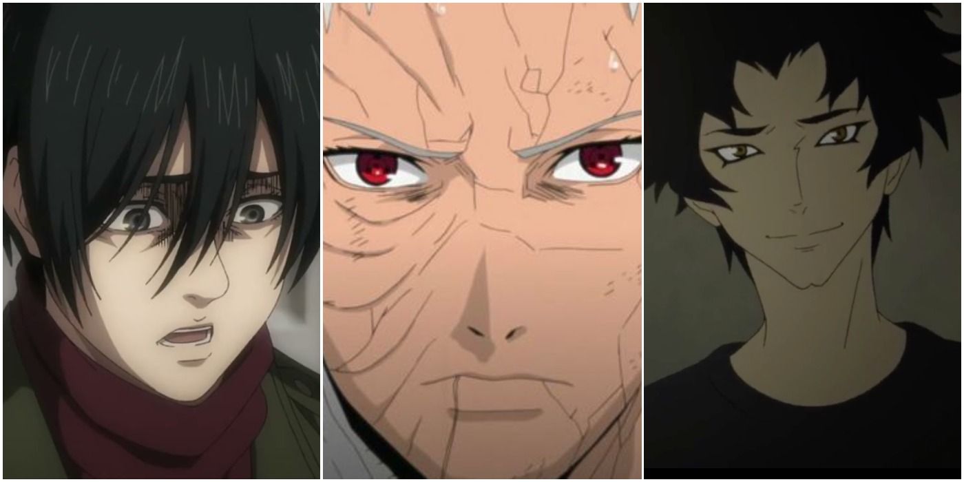 Anime characters saving the world _ Mikasa from Attack on Titan, Obito from Naruto, and Akira from Devilman Crybaby
