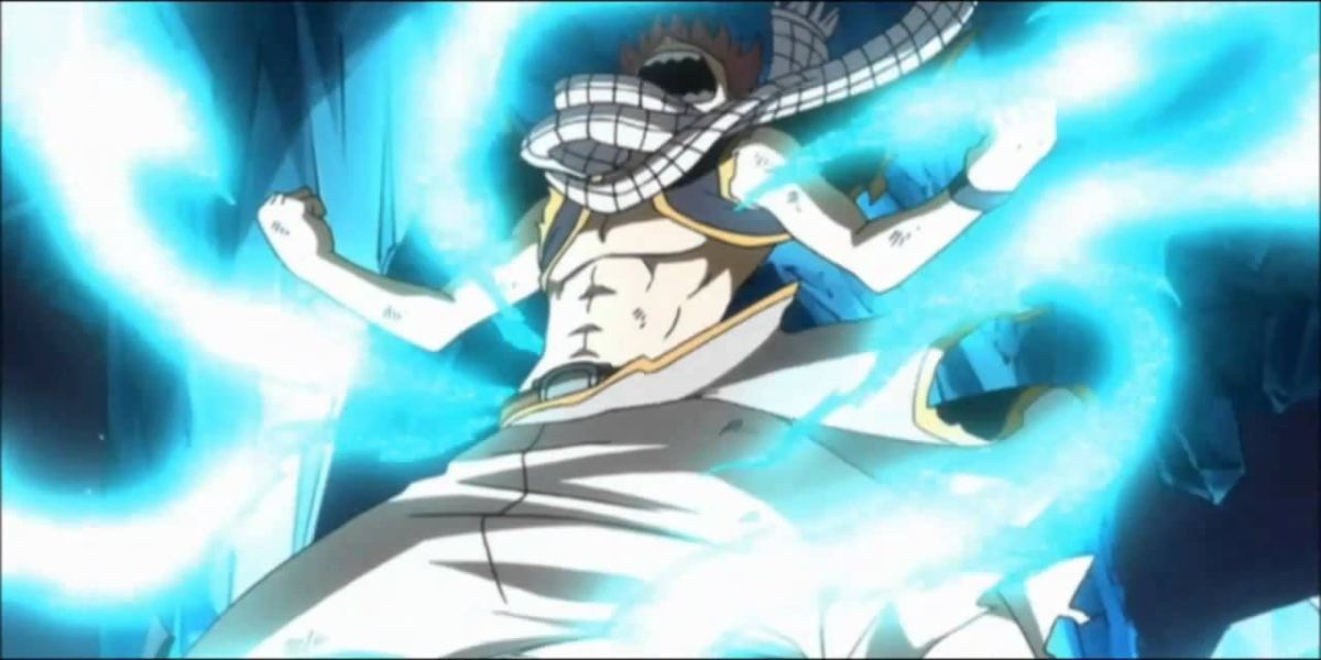 Natsu powering up with etherion