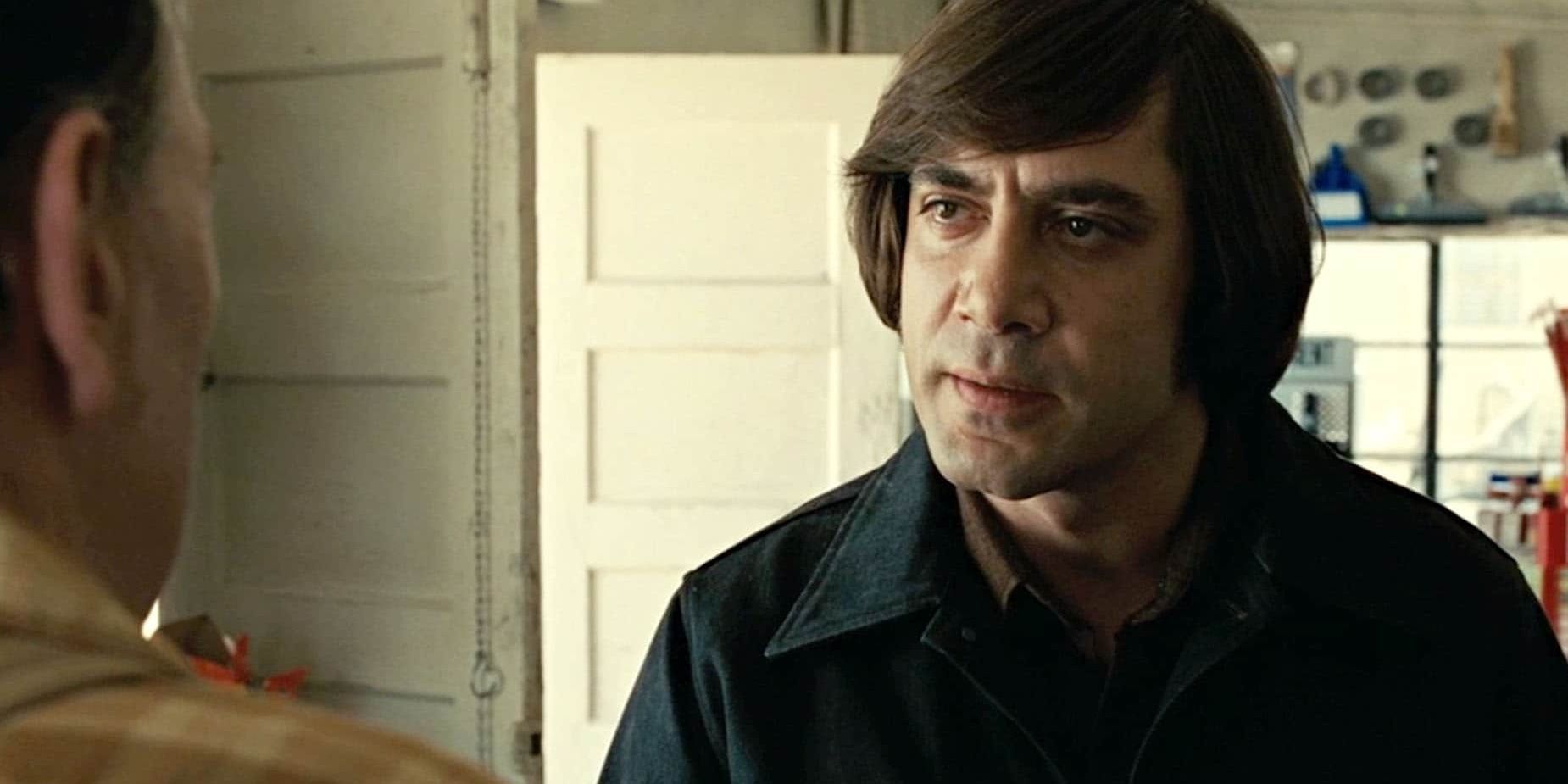 Anton Chigurh talks to an old man in No Country for Old Men