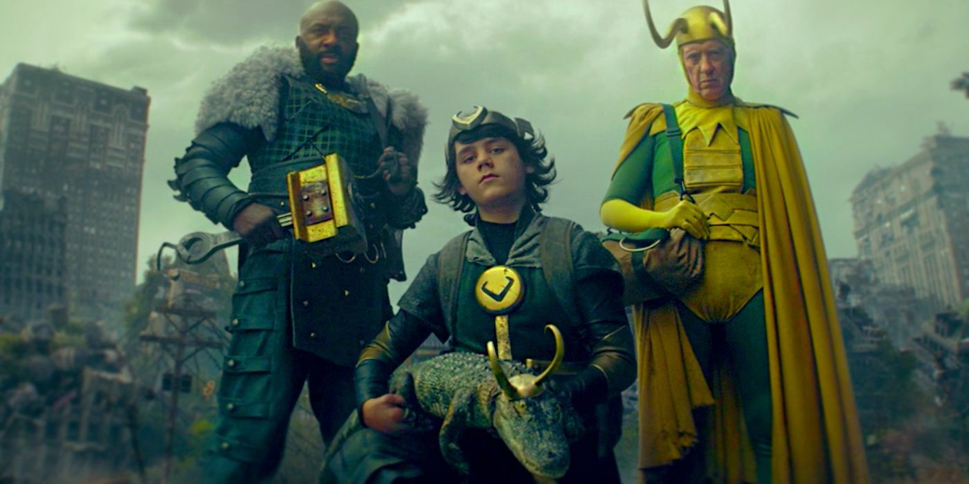 Loki Episode 4's Variants Old Loki, Kid Loki and Thor-Loki with a Hammer Stand Together