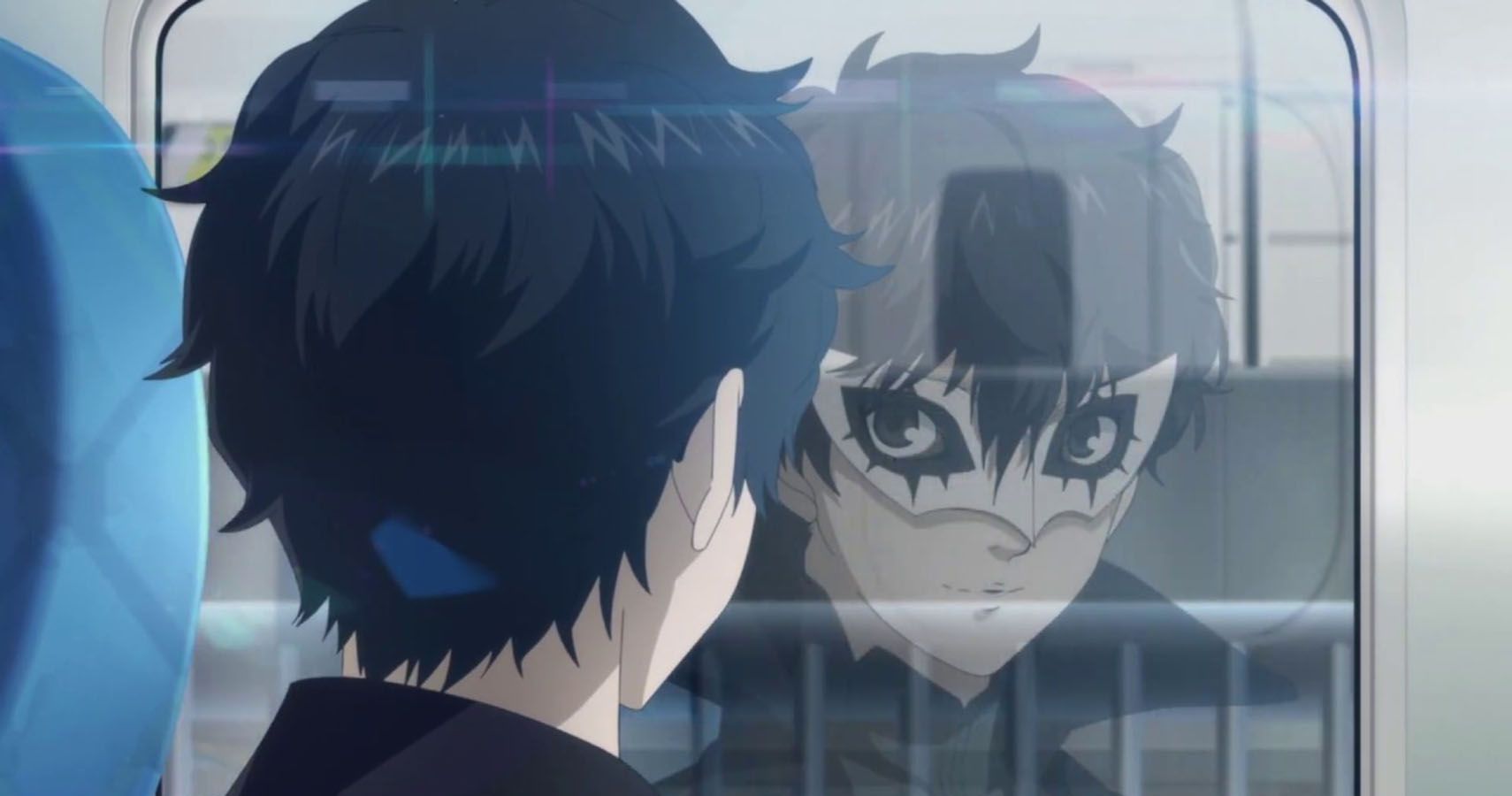 Persona 5 Royal good ending where the protagonist sees Joker in his reflection.