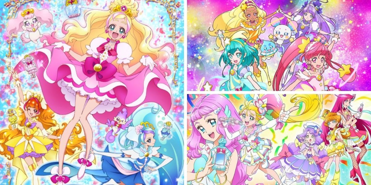 Images feature Go! Princess PreCure, Tropical-Rouge! PreCure, and Star Twinkle PreCure