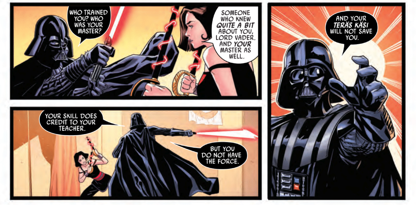 Qi'ra fights Vader in War of the Bounty Hunters