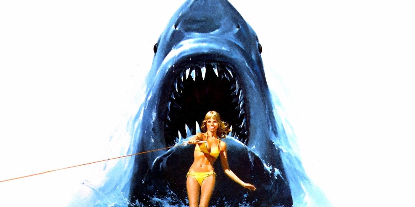 The Jaws 2 poster depicting a water skiing woman with a shark emerging from behind 