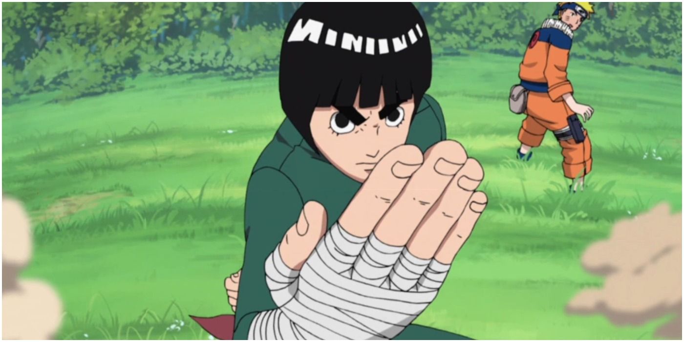 Rock lee interrupts Kimimaro and strikes the famous Bruce Lee pose