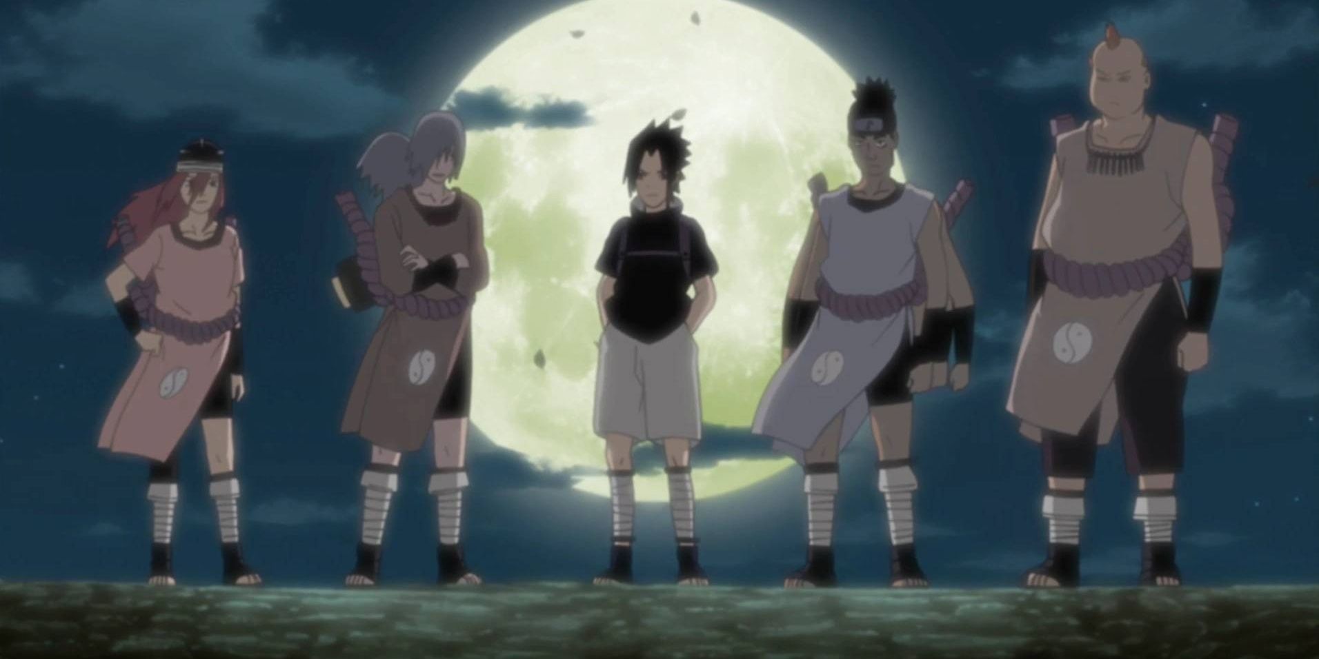 Sasuke and Sound Four in the moonlight