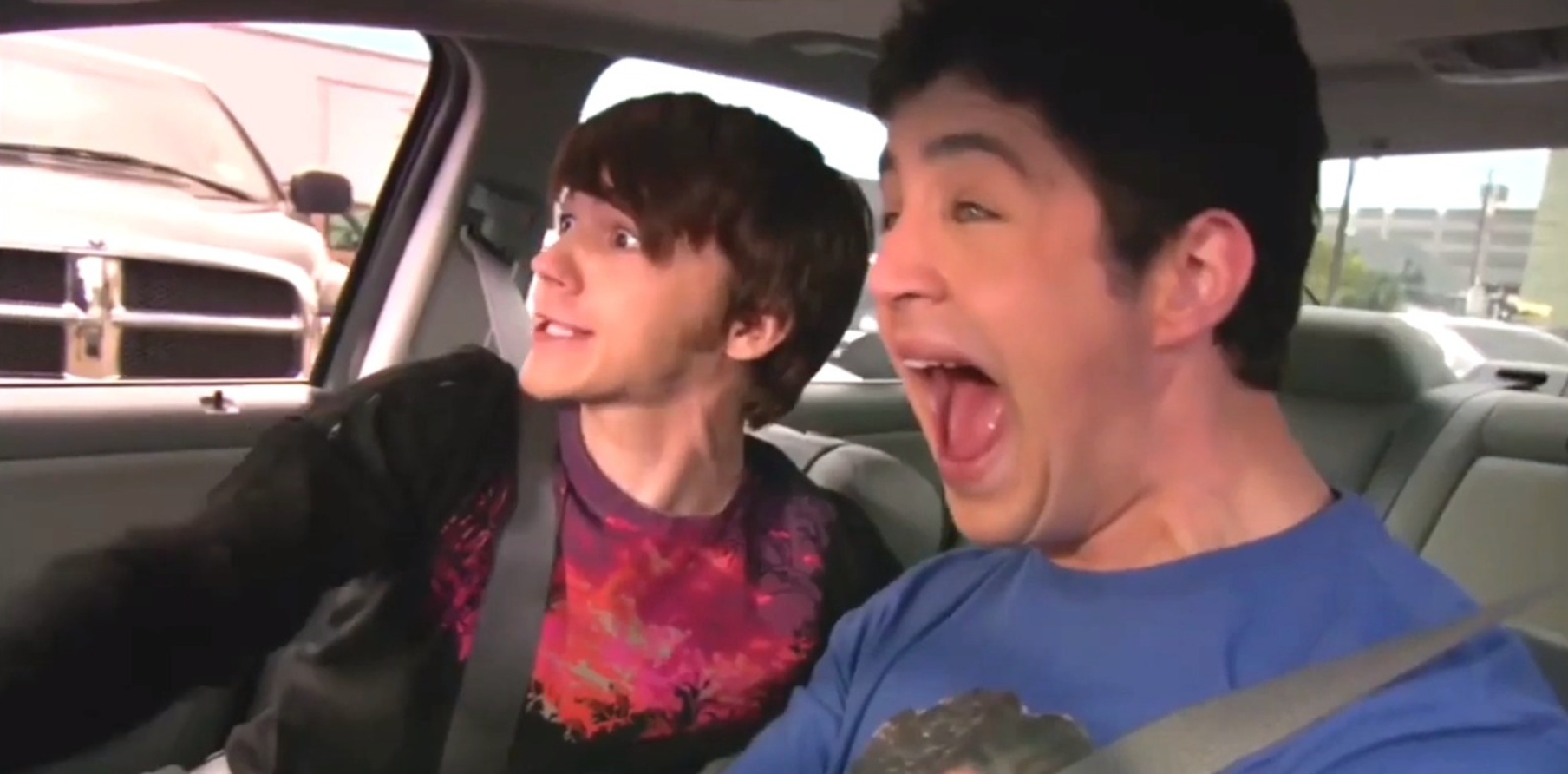 Drake and Josh losing control of the car and almost running over Oprah from Drake &amp; Josh