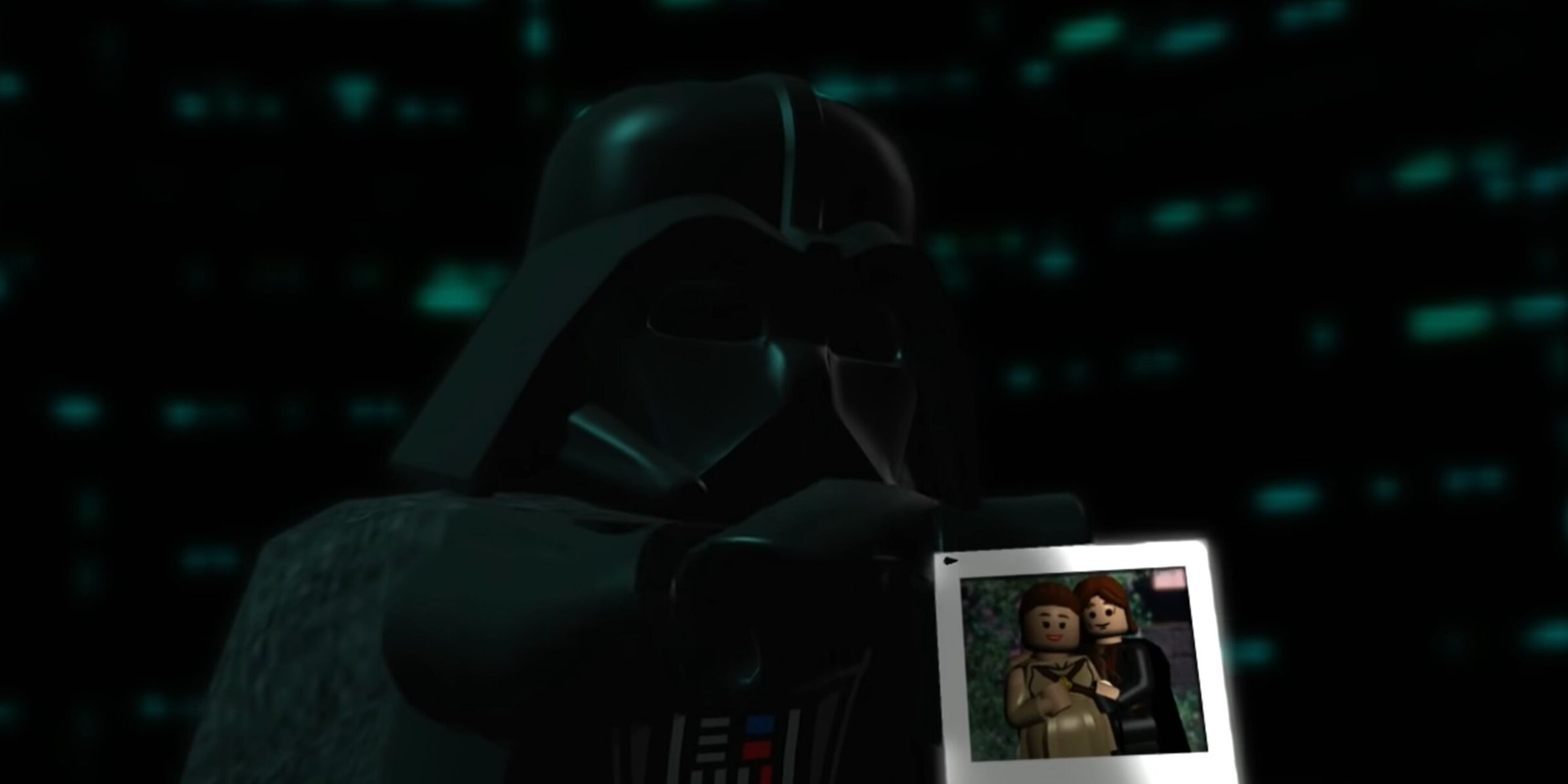 Dark Vader showing Luke a picture of him and Padmé