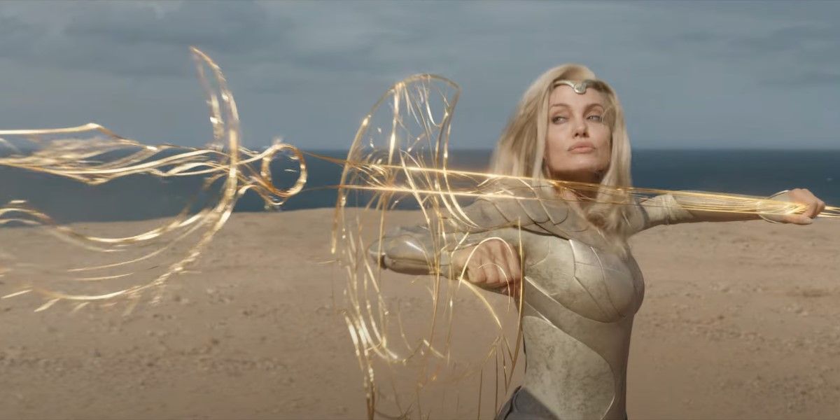 Thena creating weapons in Eternals